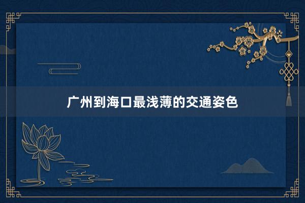 广州到海口最浅薄的交通姿色